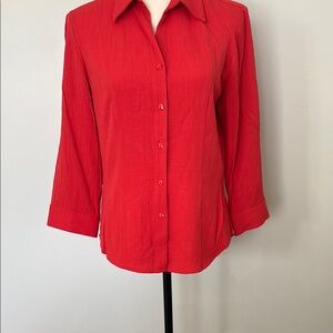 Coldwater Creek Red Button-Up Blouse